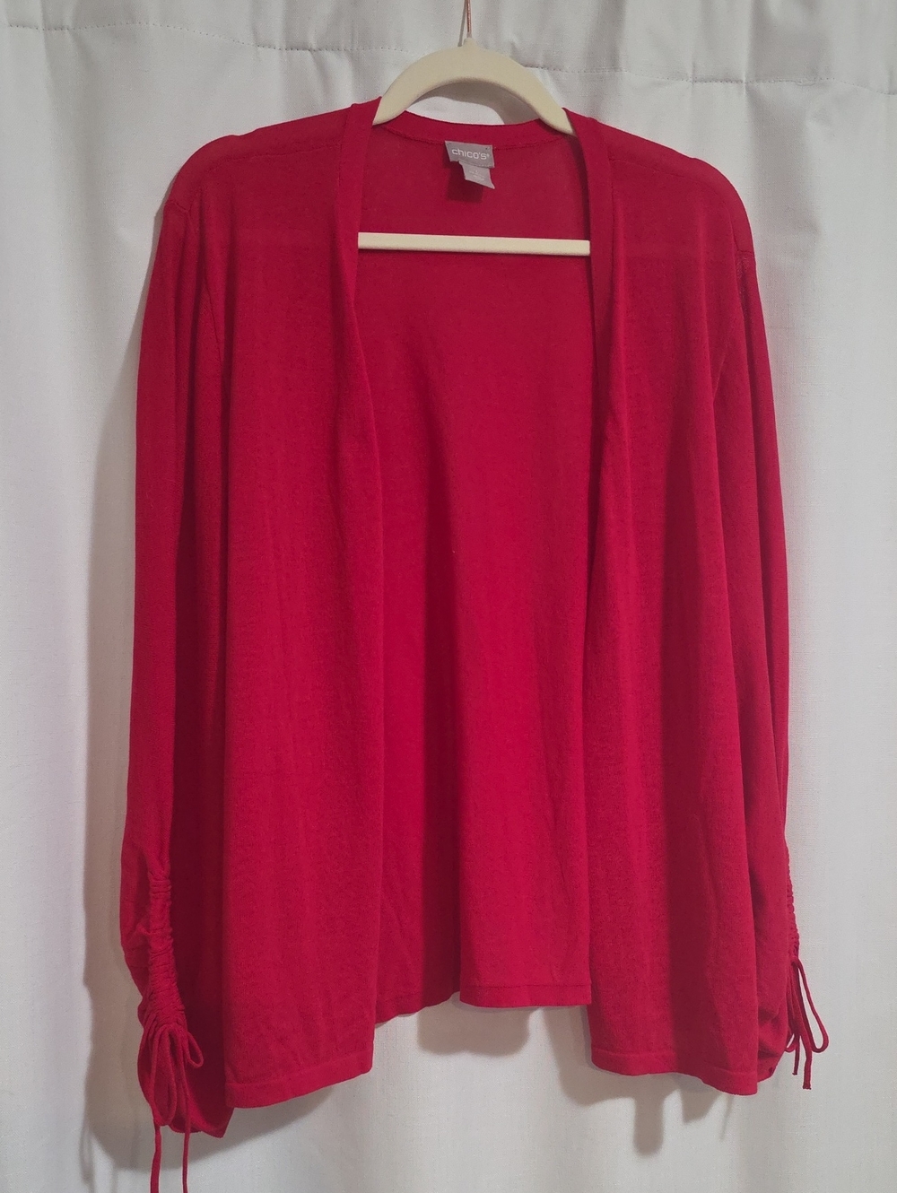 Chico's Open-Front Red Drapey Cardigan